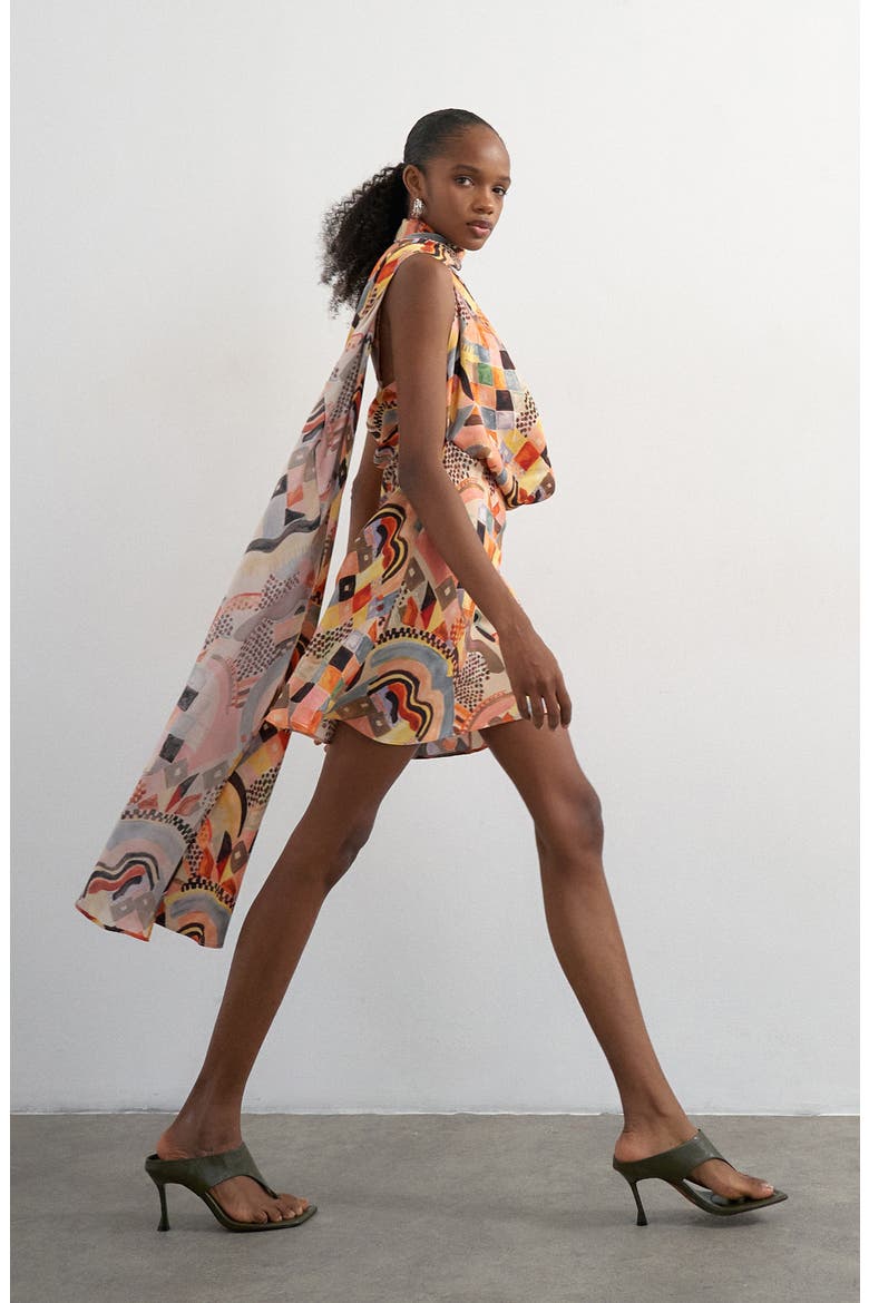 Draped Scarf Neck Minidress, Alternate, color, PINK