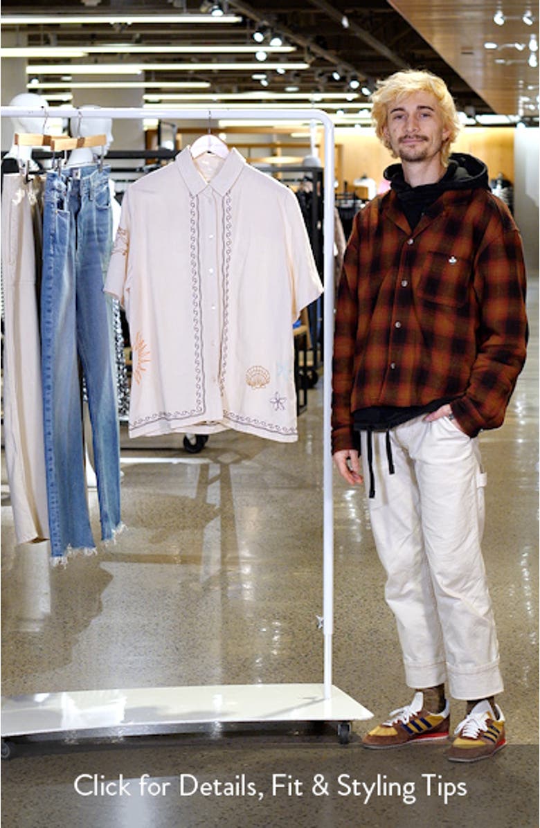 Beach Party Embroidered Linen Blend Camp Shirt, sales video thumbnail