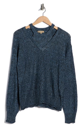 Democracy Cutout Sweater In Blue