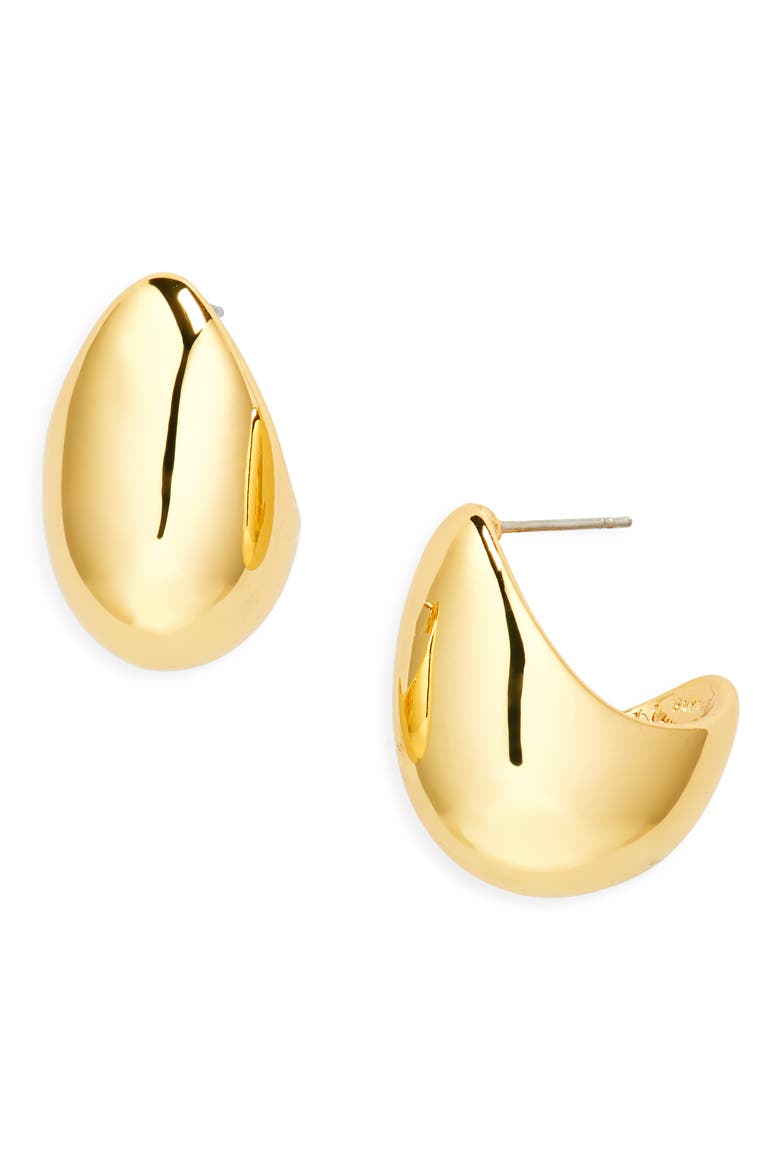 Domed Huggie Hoop Earrings, Main, color, GOLD