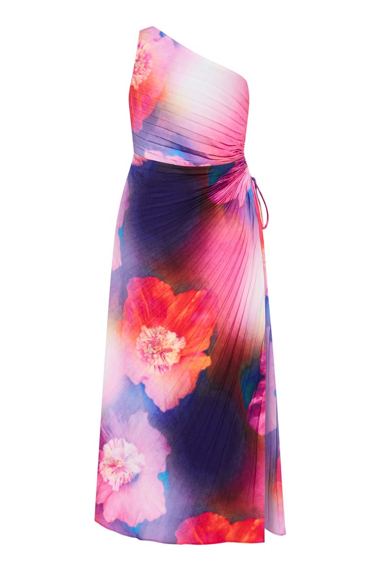 Firework Floral Print Pleated Dress, Alternate, color, FLORAL FIREWORK