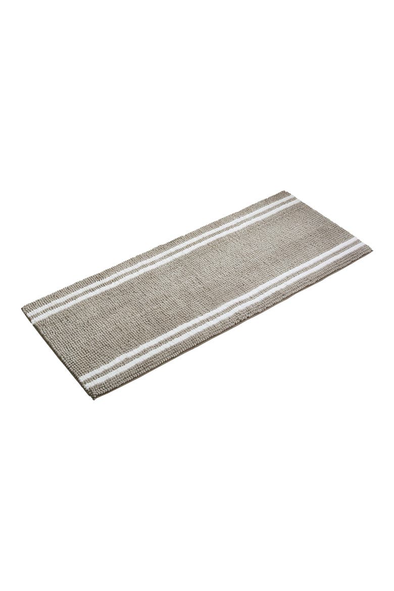 Hotel Stripe Bath Runner Rug, Main, color, STONE/ WHITE