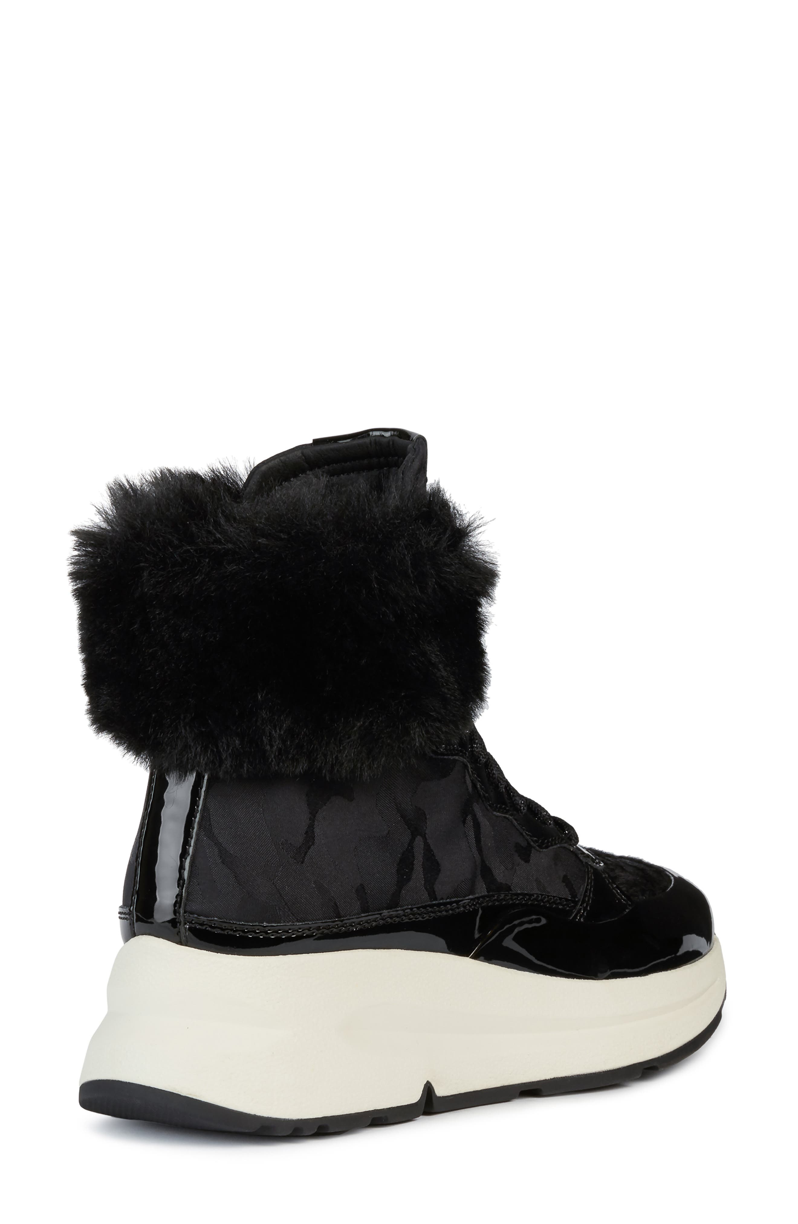 Geox Backsie Amphibiox Waterproof Faux Fur Trim Sneaker Boot, Alternate, color, 