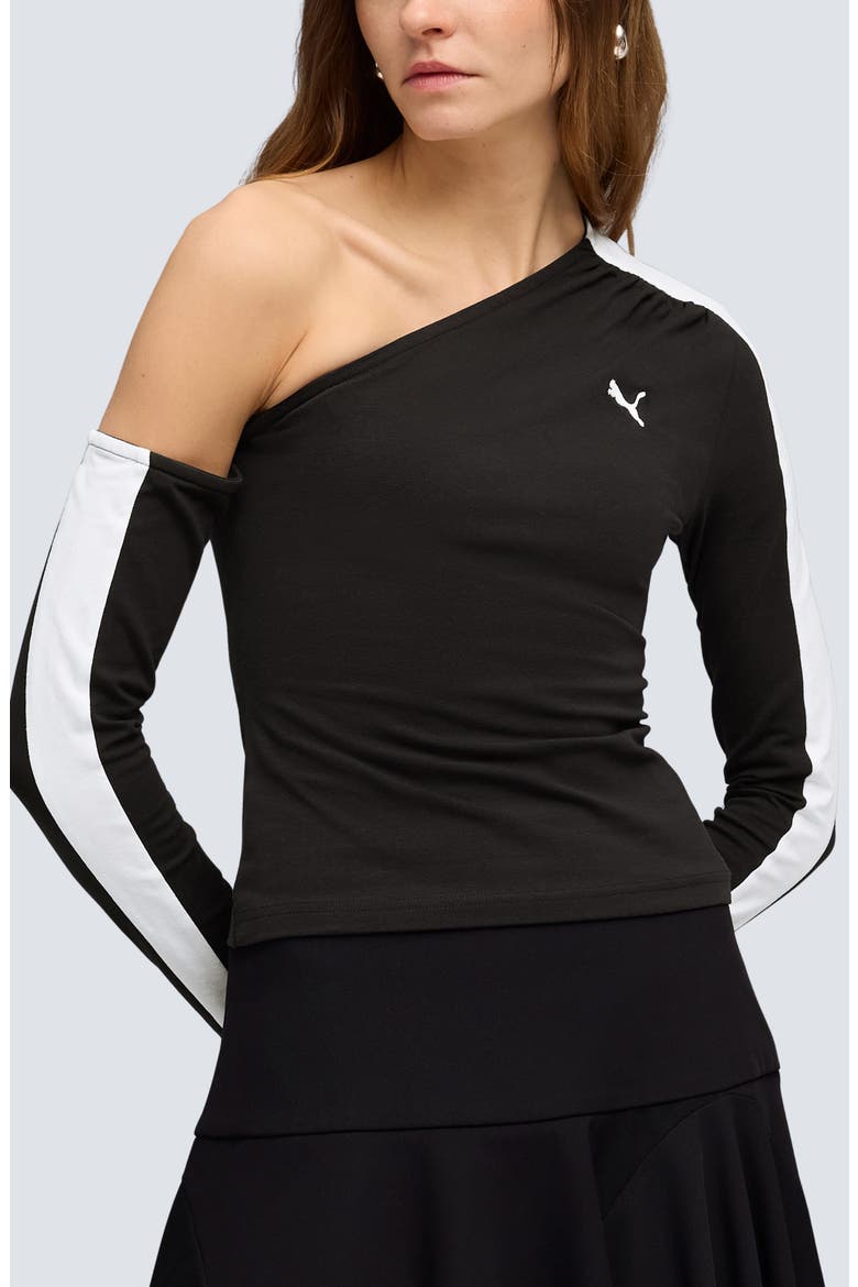 T7 Off the Shoulder Long Sleeve Top, Main, color, PUMA BLACK