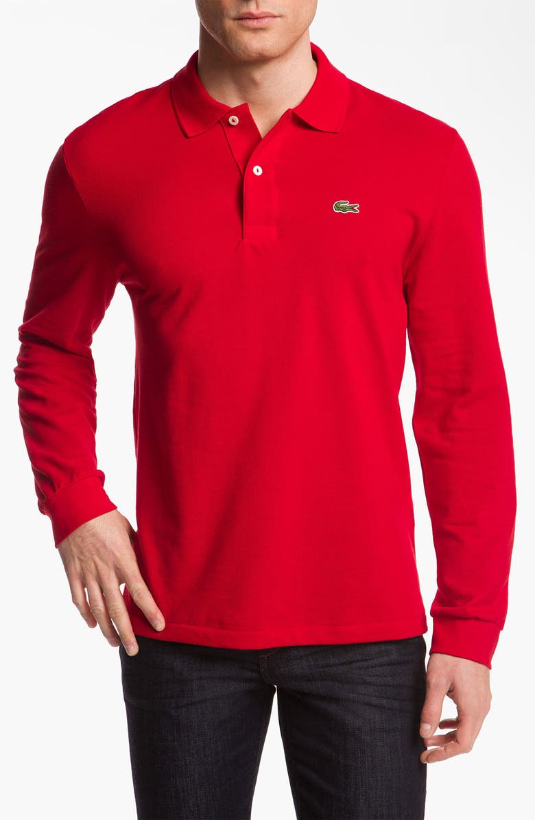 Lacoste Regular Fit Long Sleeve Piqué Polo, Main, color, Rouge