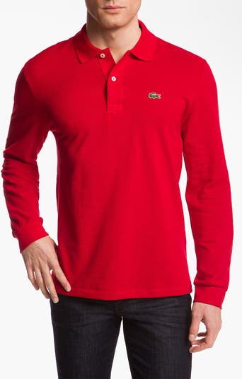 【LACOSTE】 thick pique mock Long-Sleeve Lacoste Regular Fit Long Sleeve Piqué Polo | Nordstrom