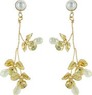 OLIVIA WELLES Tasia Imitation Pearl Leaf Drop Earrings