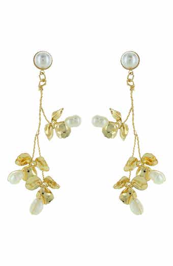 Tasia Imitation Pearl Leaf Drop Earrings