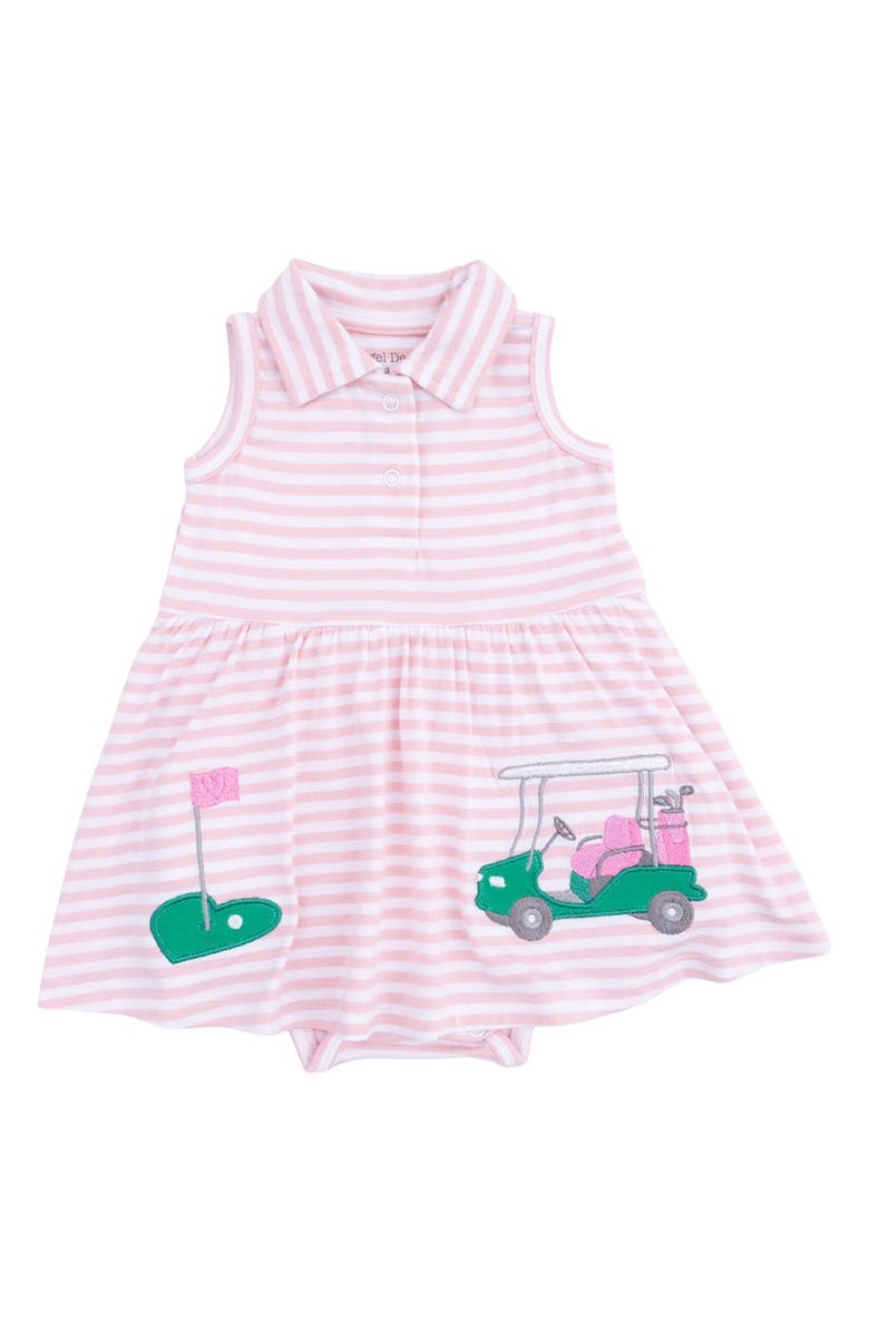 Angel Dear Striped Golf Polo Skirted Romper, Main, color, 