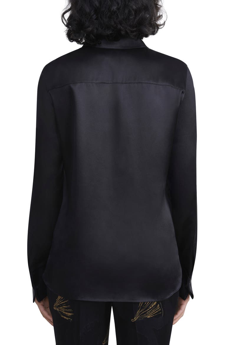 French Cuff Silk Button-Up Blouse, Alternate, color, BLACK