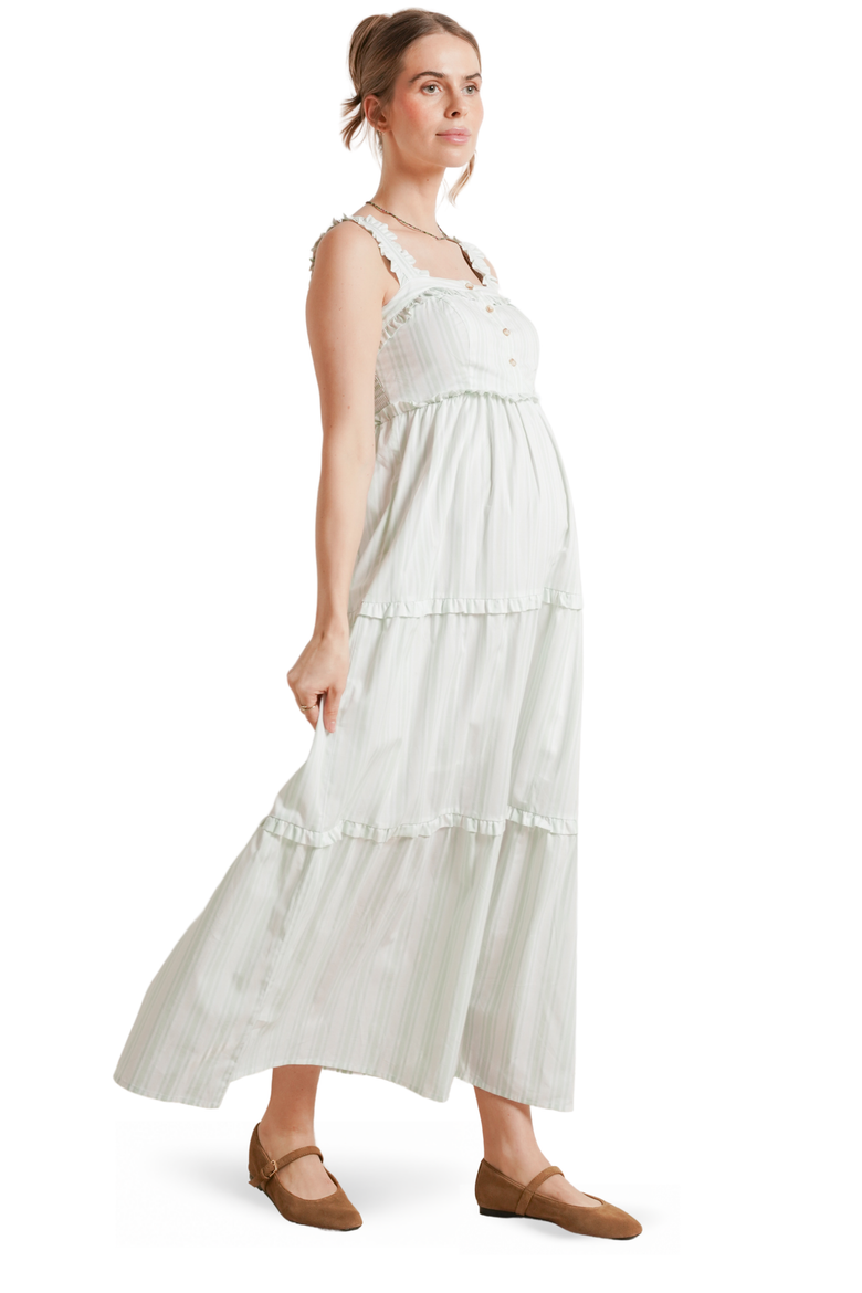 Emma Maternity & Nursing Maxi Tank Dress, Main, color, Green Stripe