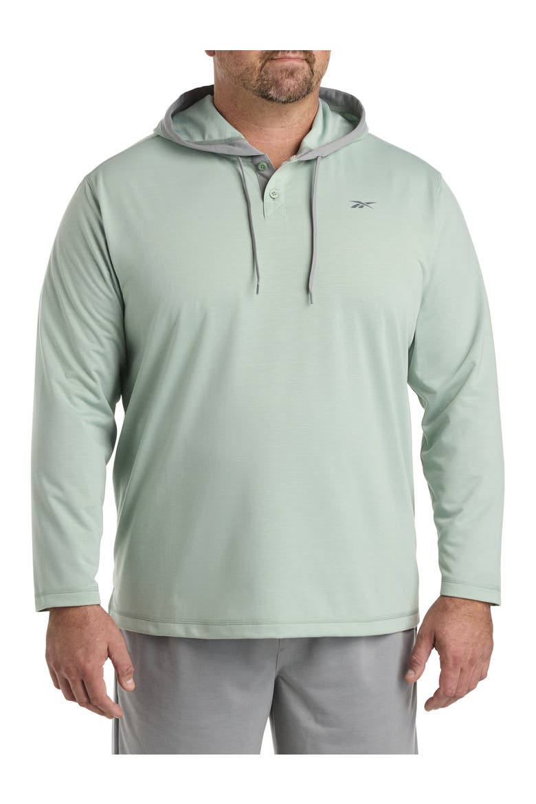 Big & Tall French Terry Performance Henley Hoodie, Main, color, HYBRID GREEN