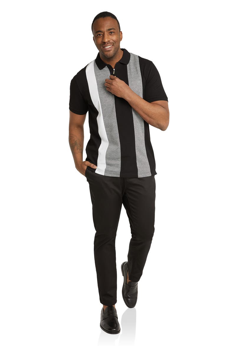 Huxlie Splice Half Zip Polo, Alternate, color, BLACK