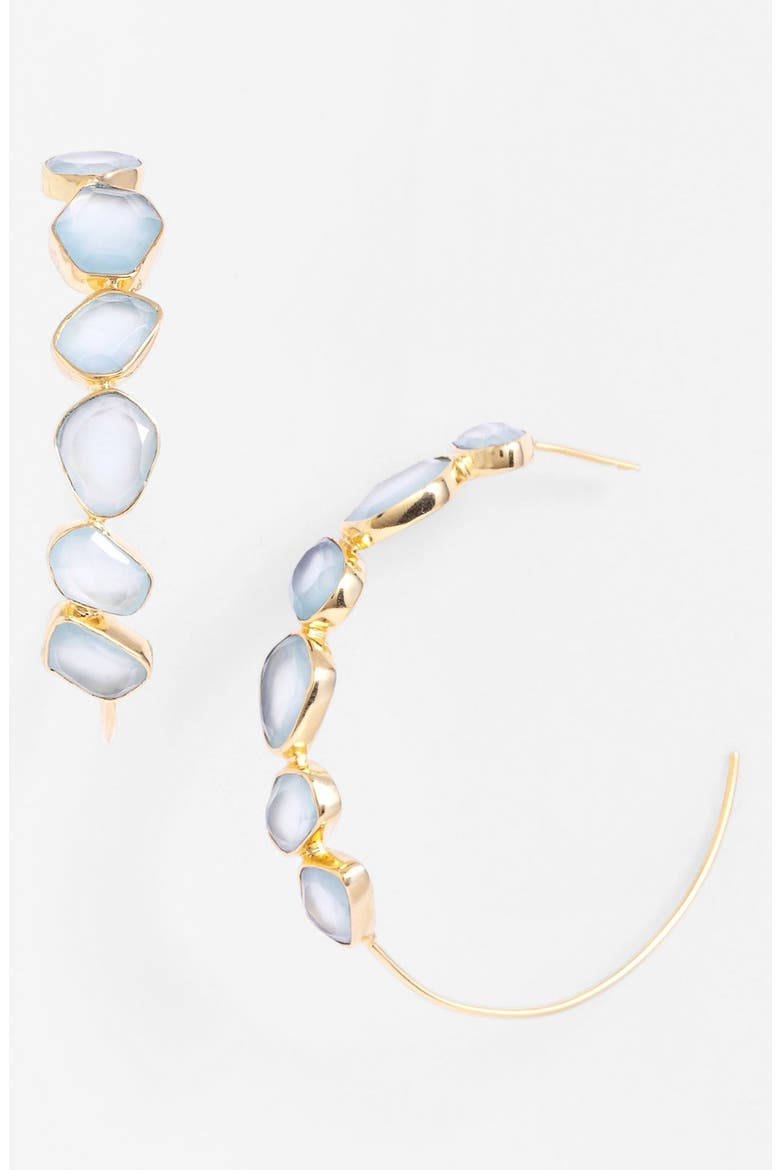 Hoop Earrings, Main, color, GOLD/ AQUA