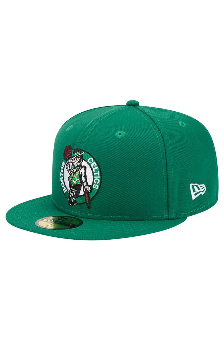 New Era Men's New Era Kelly Green Boston Celtics Court Sport Leather Applique 59FIFTY Fitted Hat, Alternate, color, 