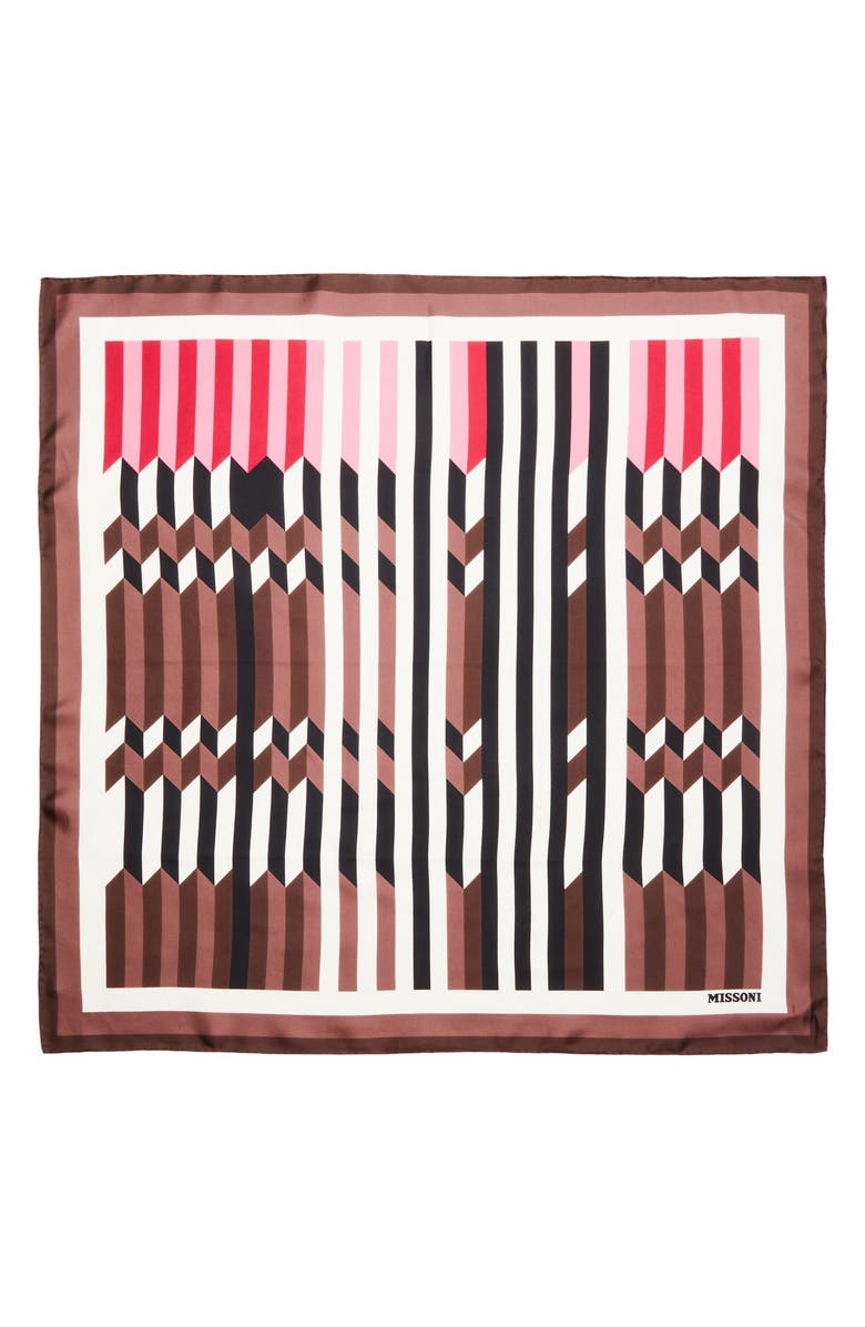 Missoni Zigzag Print Silk Square Scarf, Alternate, color, 0002 Brown Multi