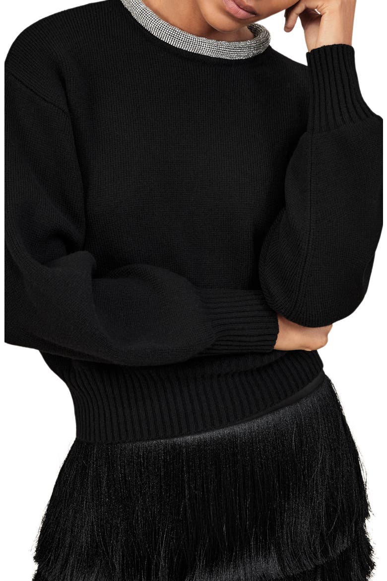 Crisse Rhinestone Neck Sweater, Alternate, color, BLACK