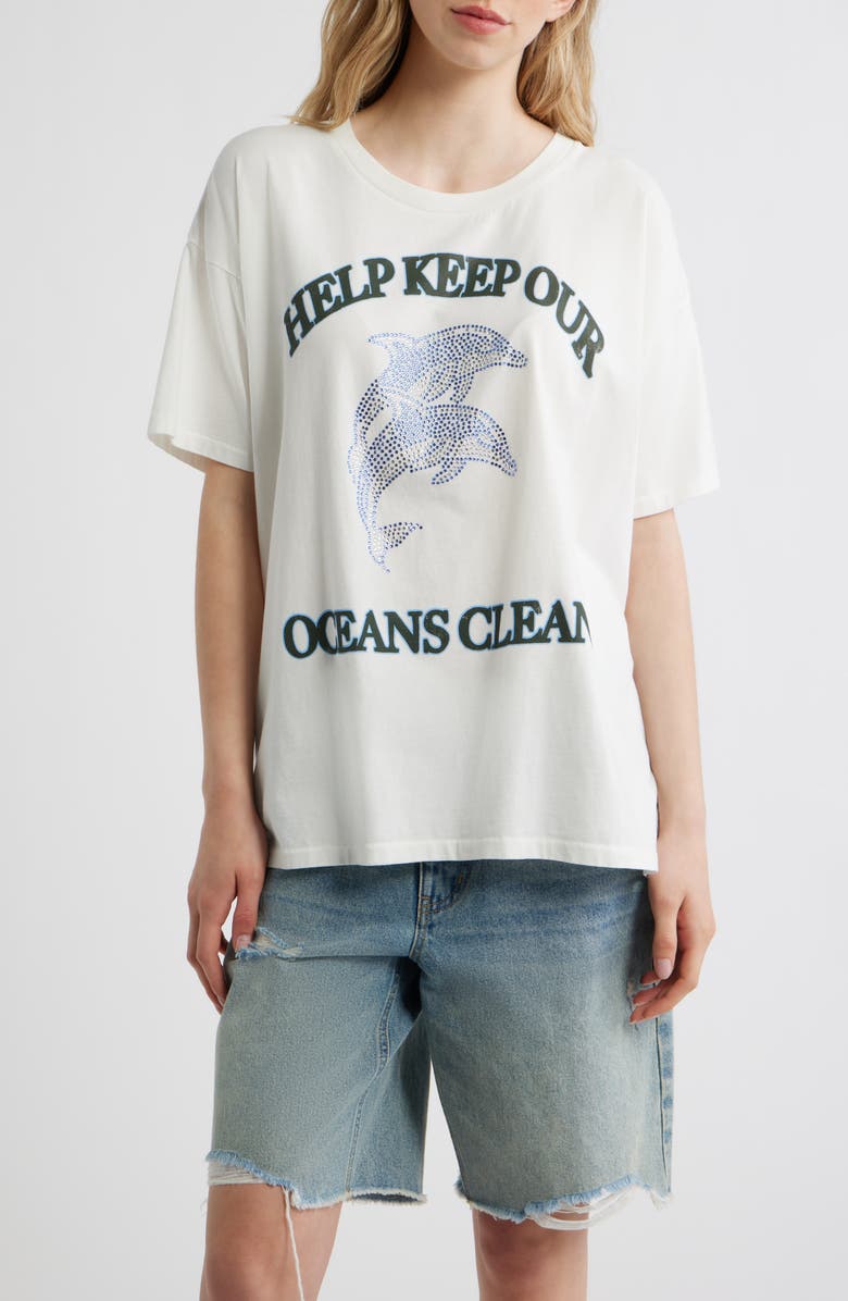 Daydreamer Help Keep Our Oceans Clean Graphic T-Shirt, Main, color, Vintage White