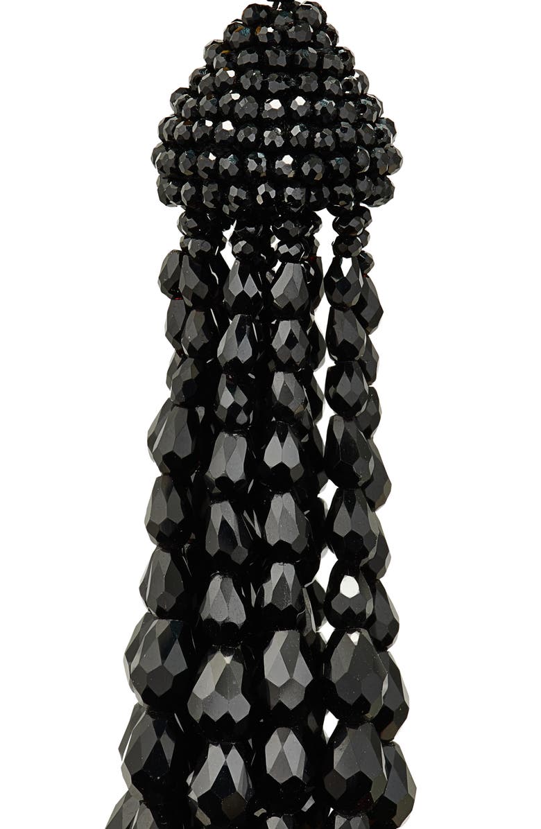 Oscar de la Renta Beaded Chandelier Clip-On Earrings, Alternate, color, Black
