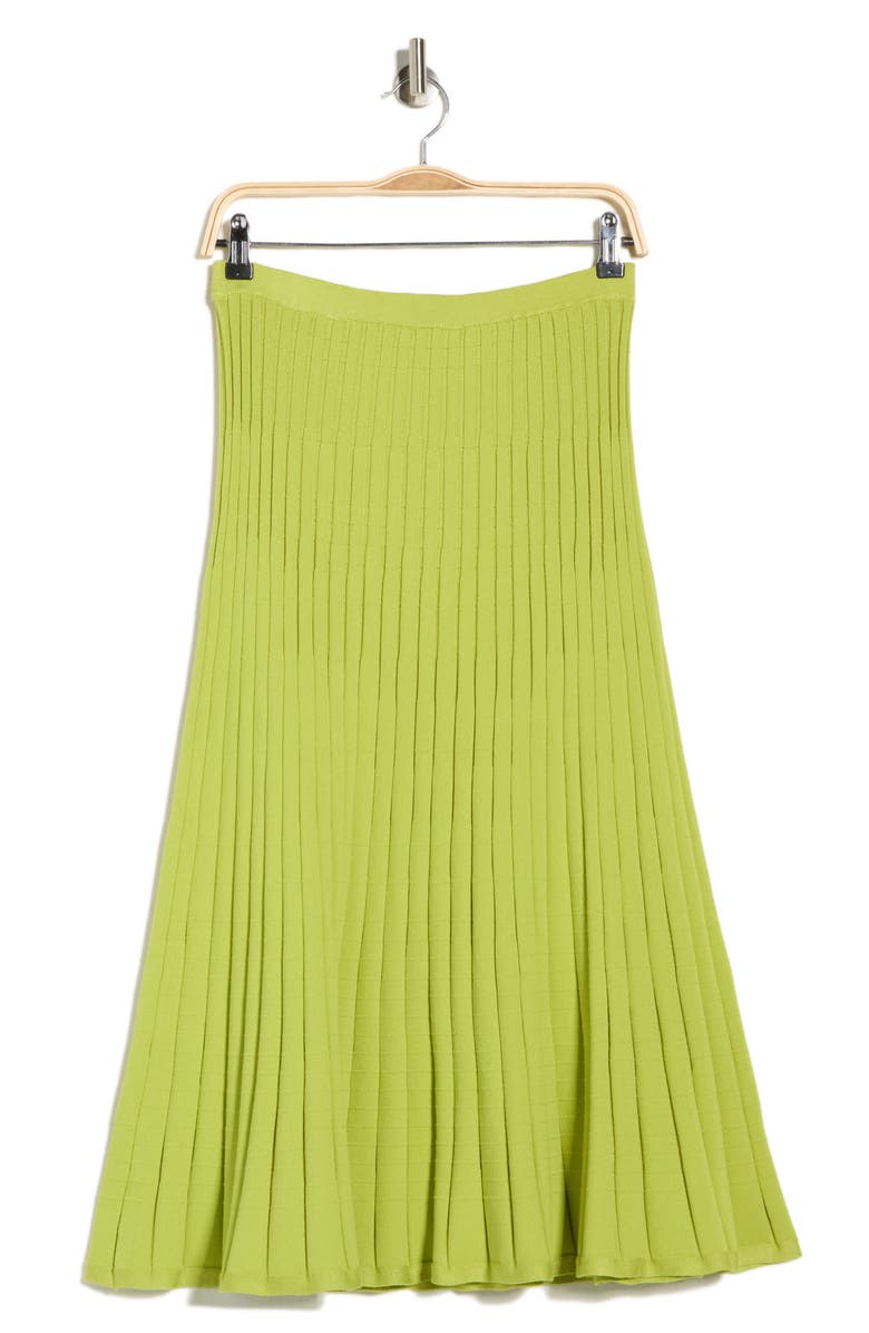 KAY UNGER SPORTSWEAR Rib Knit Midi Skirt, Alternate, color, Bright Chartreuse