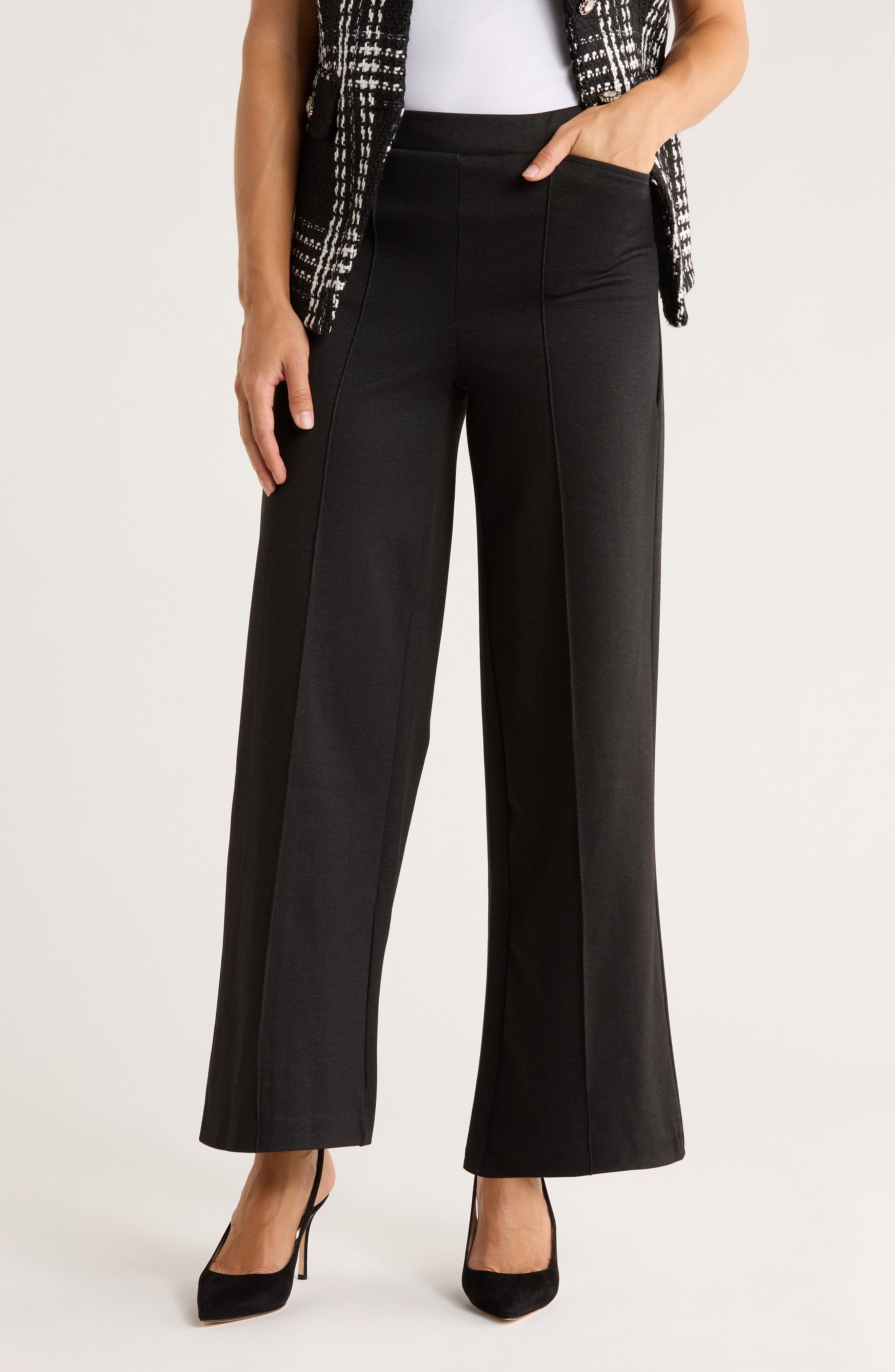 Ellen Tracy Wide Leg Ponte Pull-On Pants