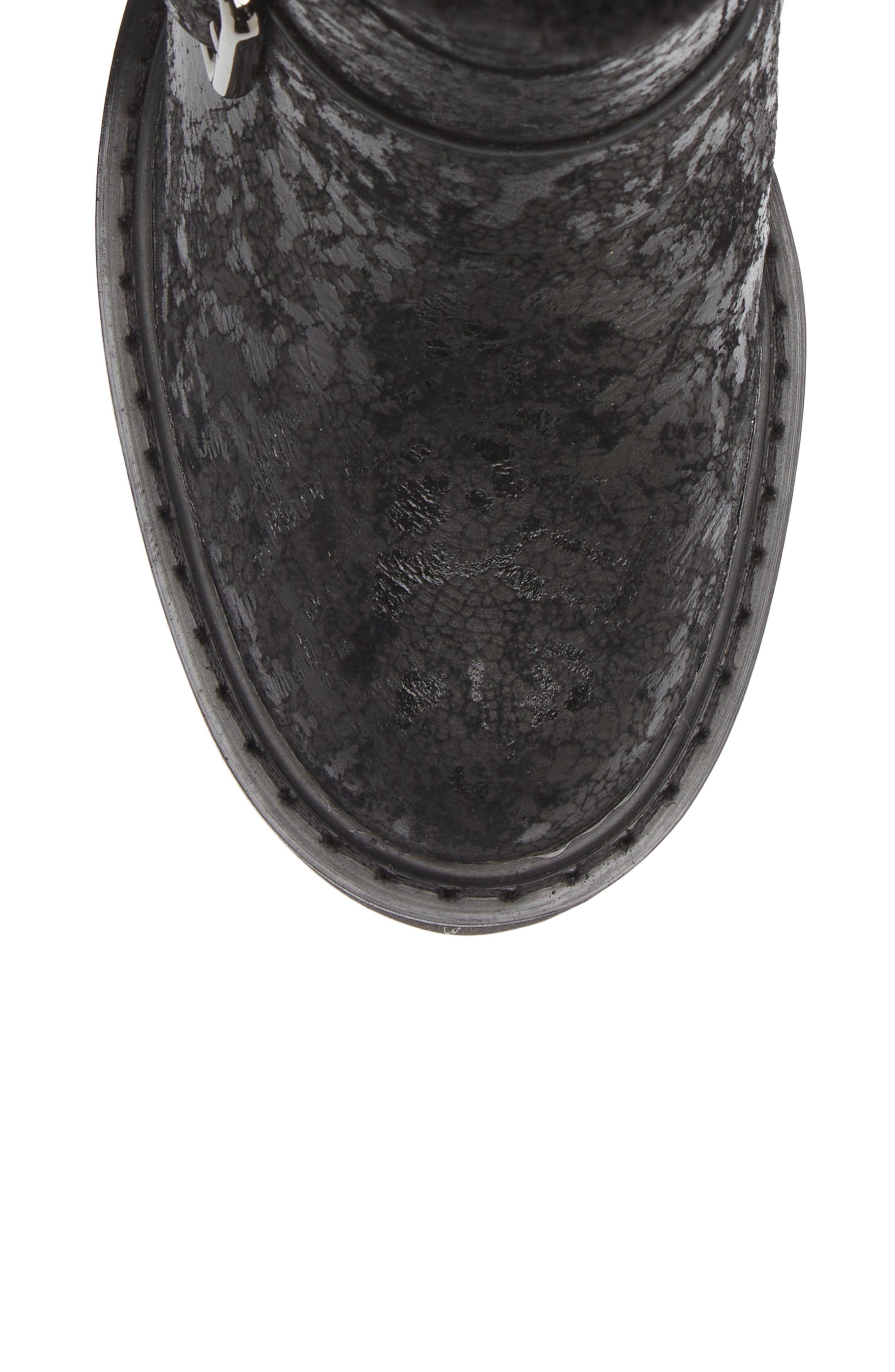 DKNY Daray Buckle Block Heel Bootie, Alternate, color, Black Cracked Leather