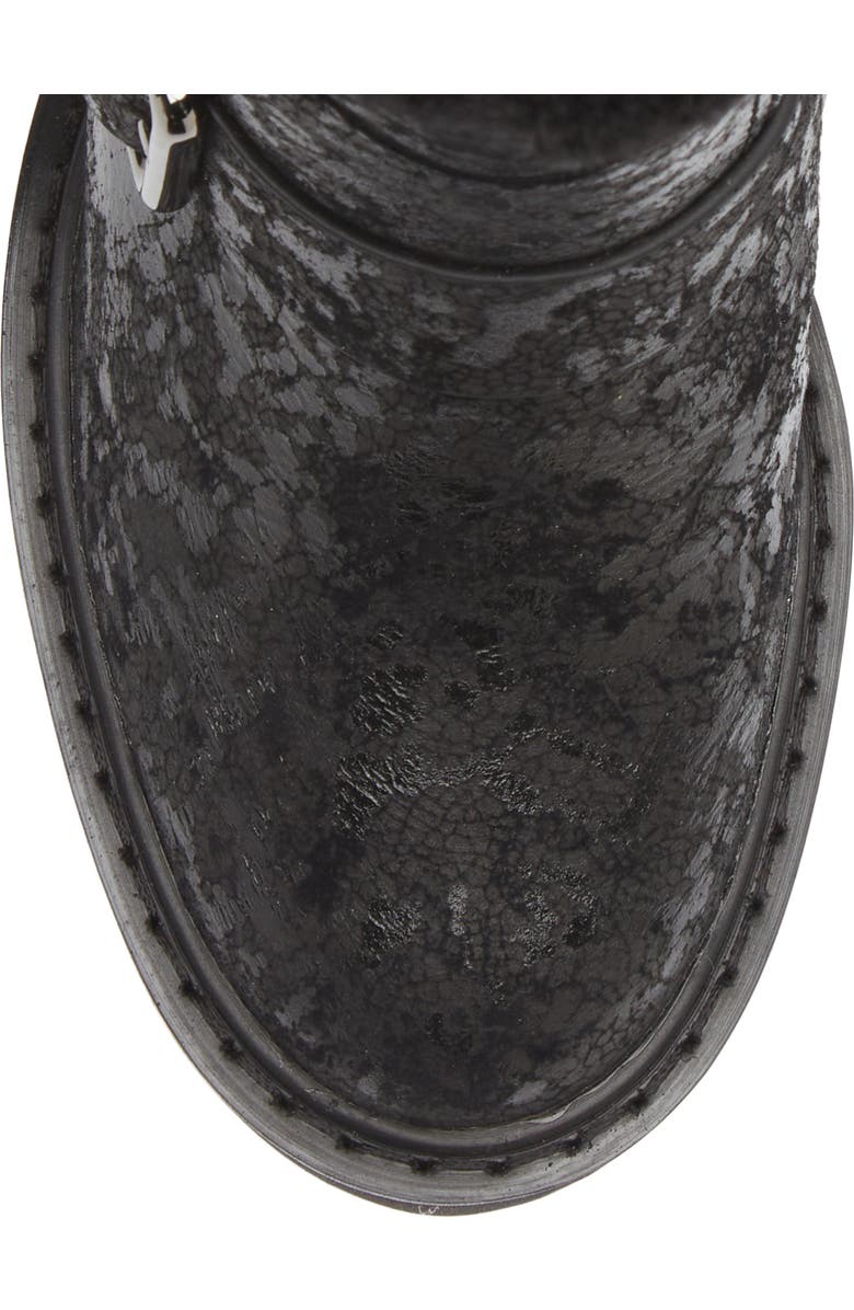 DKNY Daray Buckle Block Heel Bootie, Alternate, color, Black Cracked Leather