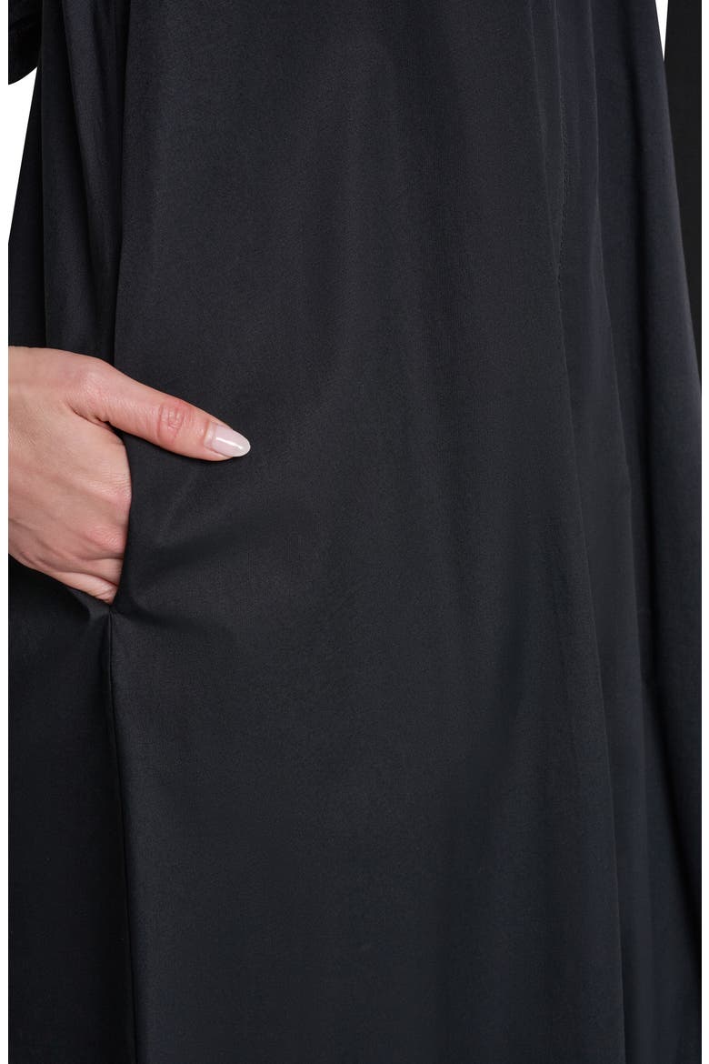 Tie Back Stretch Cotton Maxi Dress, Alternate, color, BLACK