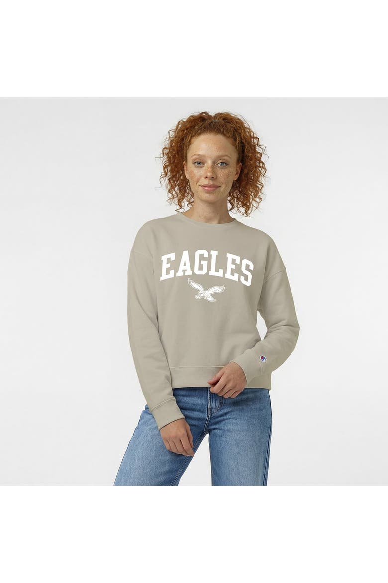 Women's Champion  Light Brown Philadelphia Eagles Powerblend Cocoa Butter Fleece Sweatshirt, Main, color, Light Brown