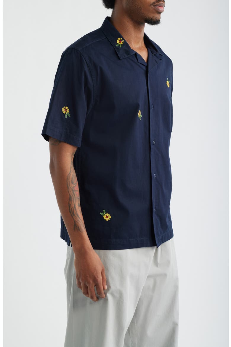 Cross Stitch Organic Cotton Button-Up Shirt, Alternate, color, DARK NAVY
