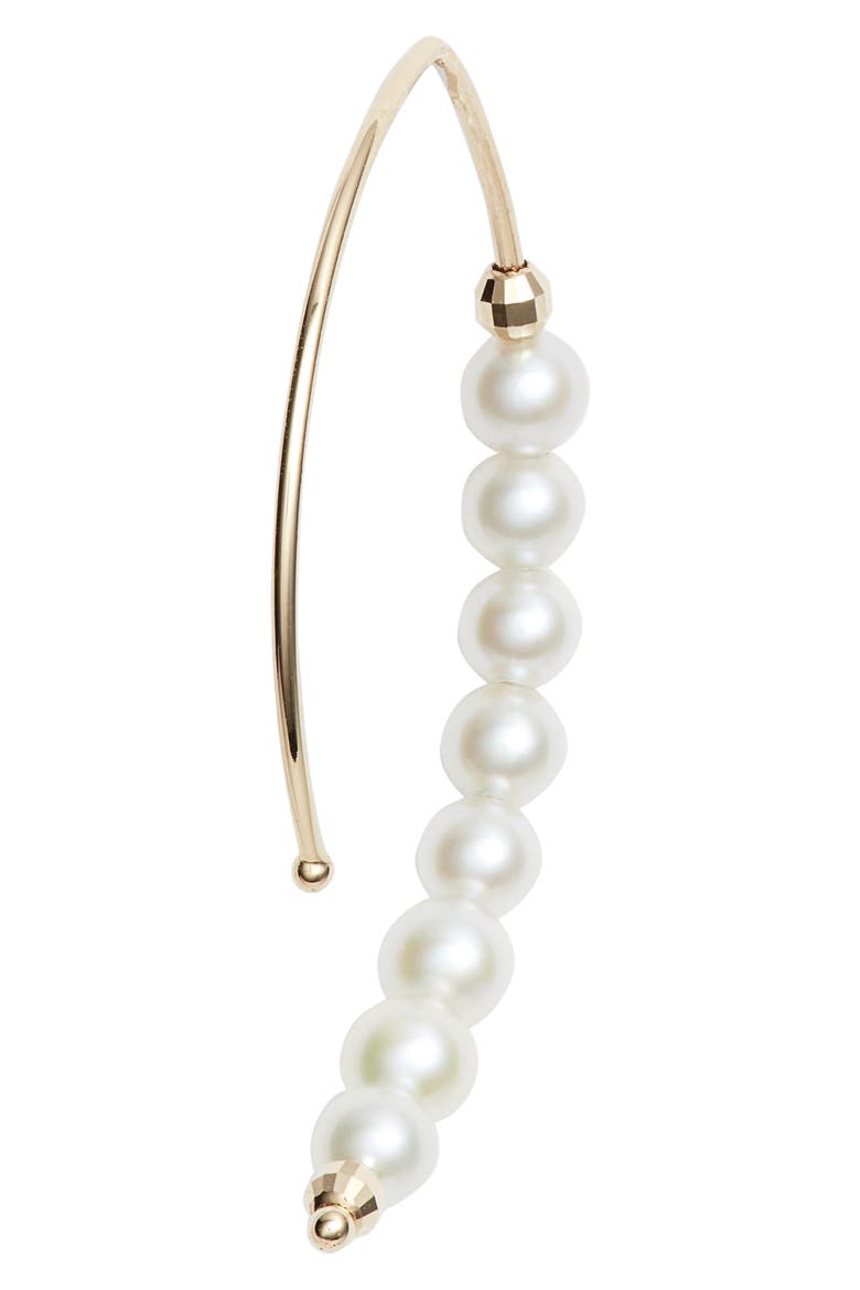 Pearl Marquis Hoop Earrings, Alternate, color, GOLD/ PEARL