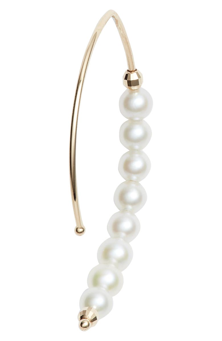 Mizuki Pearl Marquis Hoop Earrings, Alternate, color,