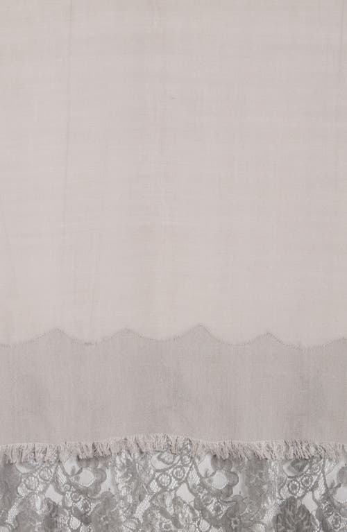 La Fiorentina Wool Silk Blend Lace Scarf In Grey/grey