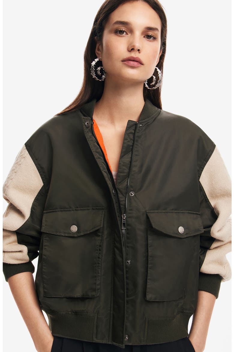 Bucharest Mix Media Bomber Jacket, Alternate, color, GREEN