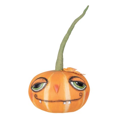 Halloween Jack Pumpkin Head Jack O' Lantern Harvest Folk Art Doll Collectible Figurine