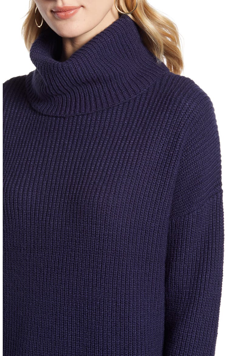 Oversized Turtleneck Tunic Sweater, Alternate, color, NAVY PEACOAT