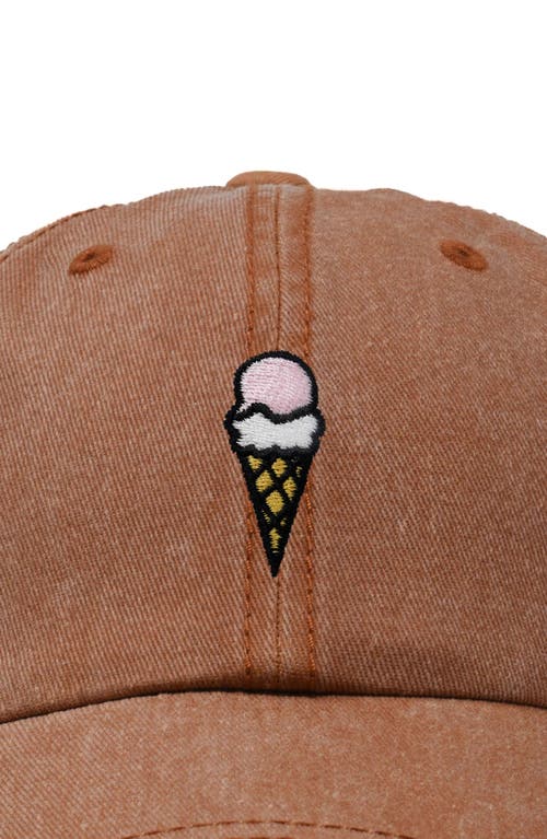 Dalix Double Scoop Embroidered Cap In Washed Orange