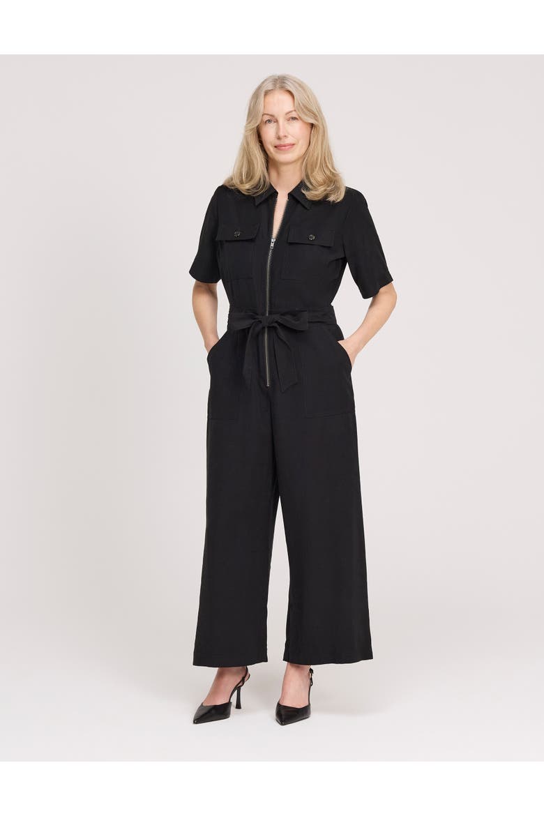Marie Wide Leg Cropped Jumpsuit, Alternate, color, Black