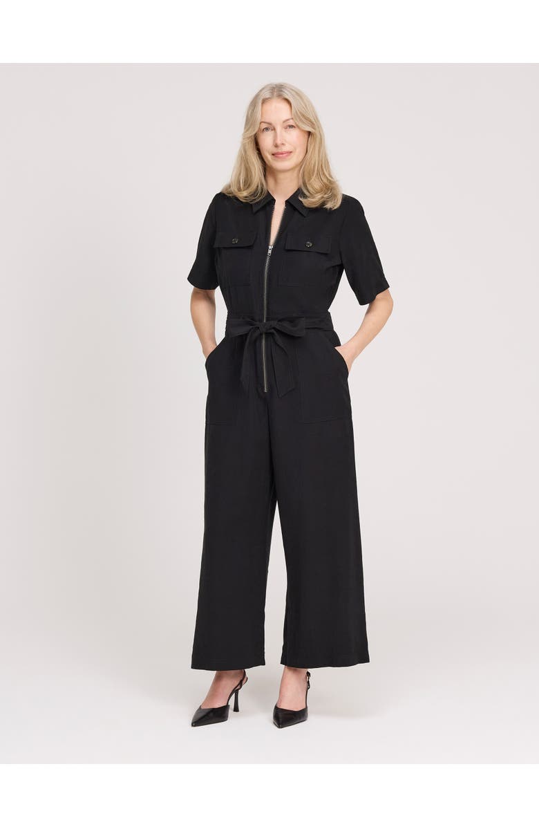 Finery London Marie Wide Leg Cropped Jumpsuit, Alternate, color, Black