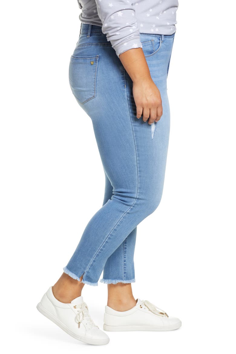 Ab-Solution High Waist Frayed Ankle Skinny Jeans (Nordstrom Exclusive), Alternate, color, LIGHT BLUE