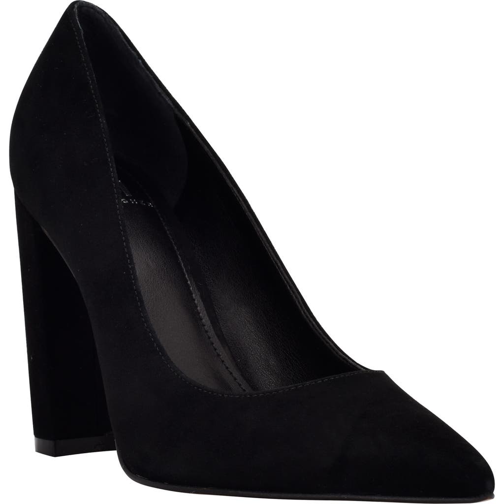 Marc Fisher Ltd Abilene Leather Block-heel Pumps In Black Suede