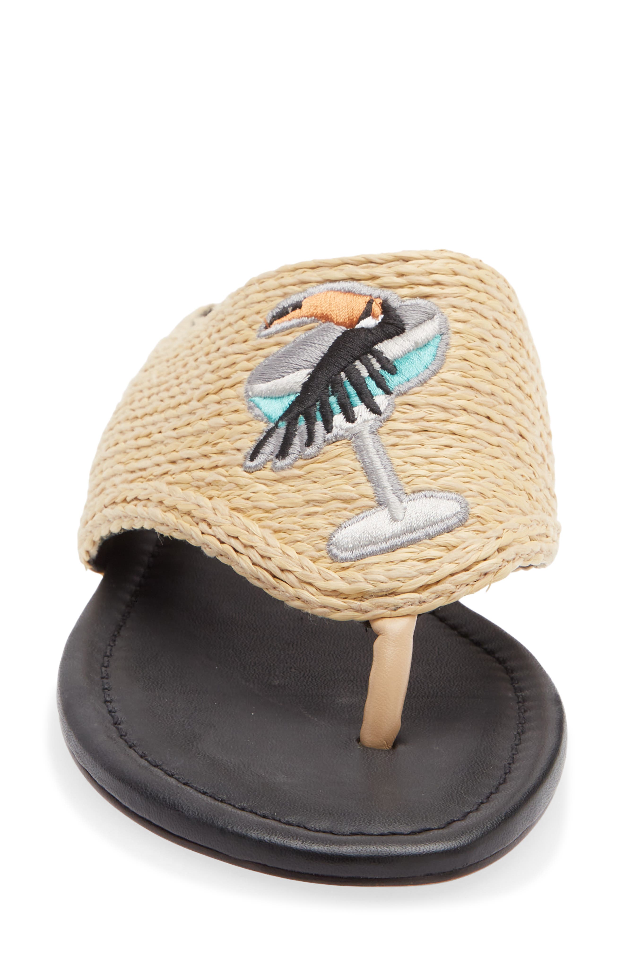 FARM Rio Icons Raffia Flip Flop, Alternate, color, Tucan Black