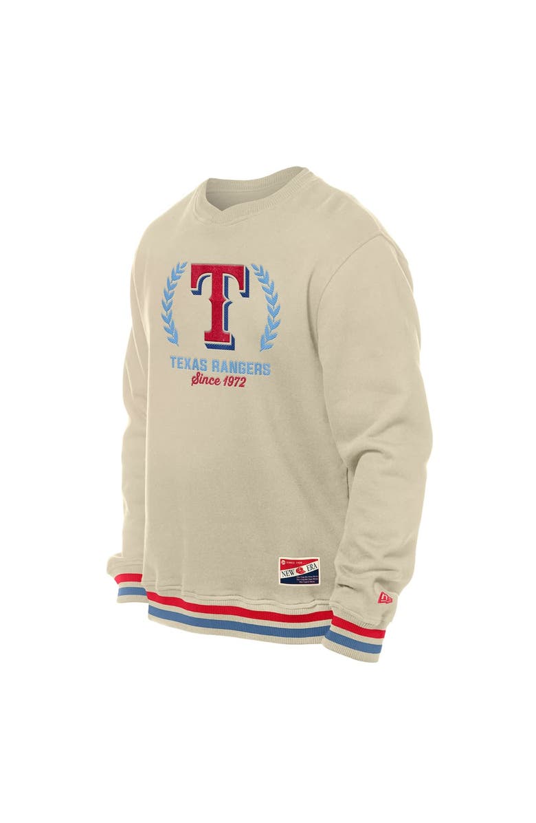 New Era Men's New Era Cream Texas Rangers Throwback Pullover Sweatshirt, Alternate, color, Cream