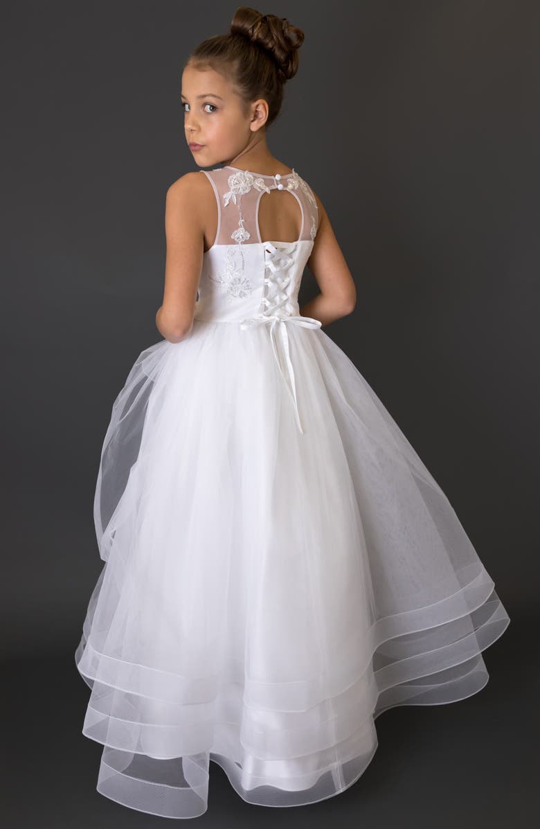 Us Angels Kids' Embroidered Organza Communion Dress, Alternate, color, 