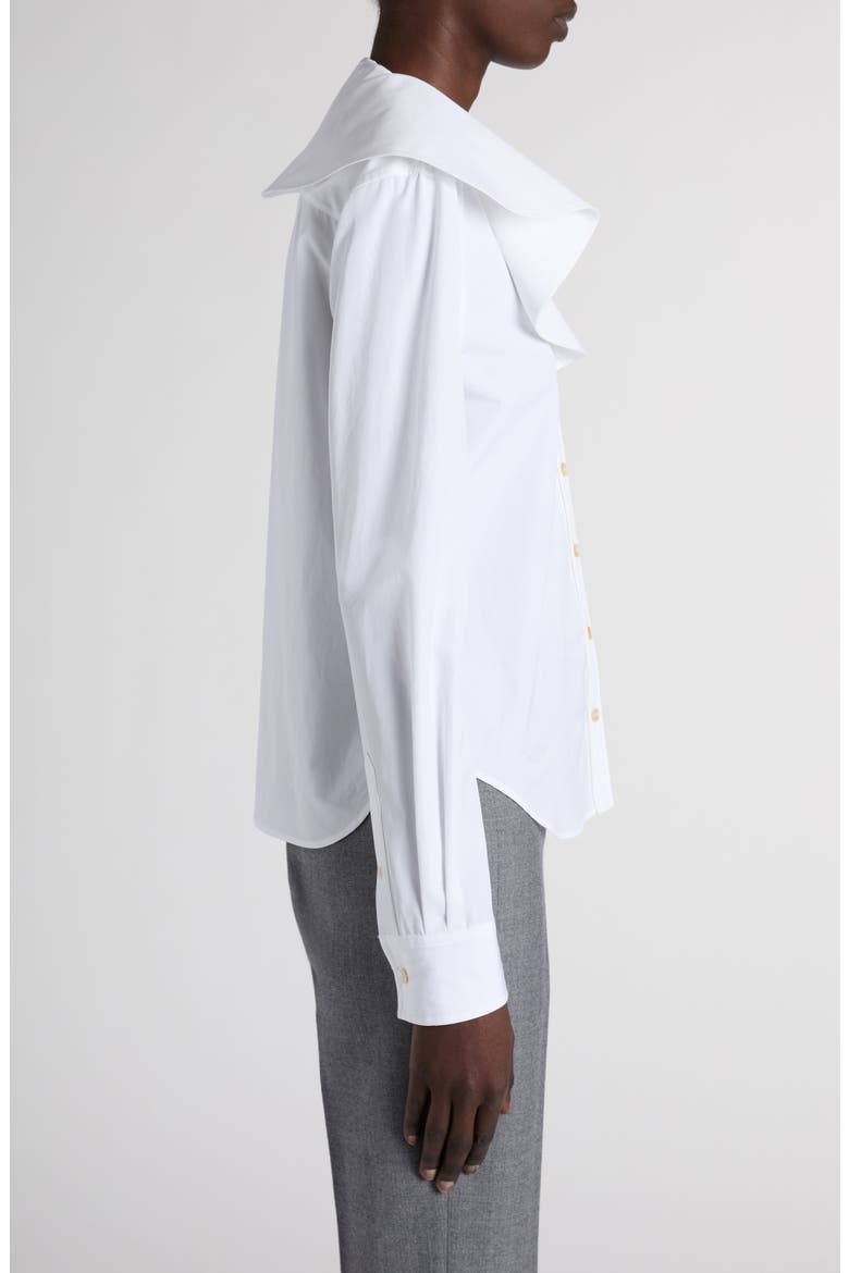 Ruffle Collar Cotton Shirt, Alternate, color, OPTIC WHITE
