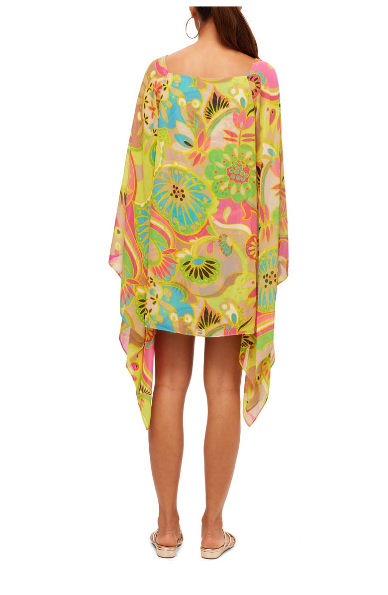 Trina Turk Flutter Bell Sleeve Printed Aqualane Dress, Alternate, color,