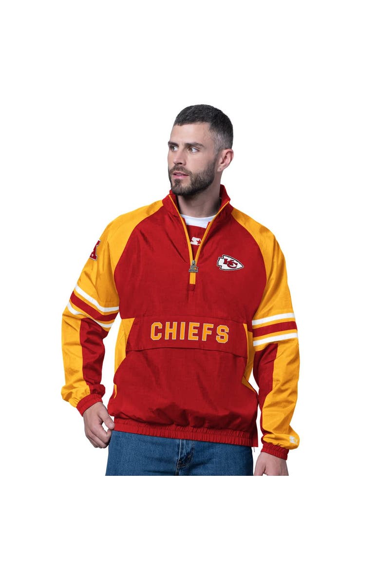 Men's Starter Red Kansas City Chiefs Prospect Half-Zip Pullover, Main, color, Red