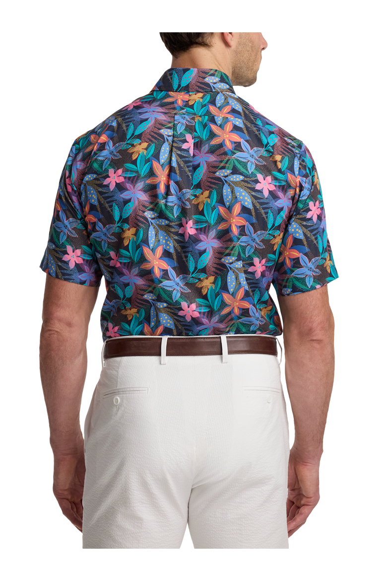 Cotton Buttondown Collar Poplin Slim Hemmed Sleeve Short Sleeve Shirt, Alternate, color, Blue Multi