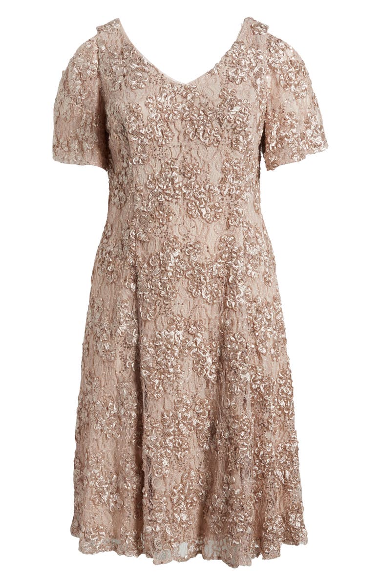 Alex Evenings Soutache Lace Sequin Cocktail Dress, Alternate, color,
