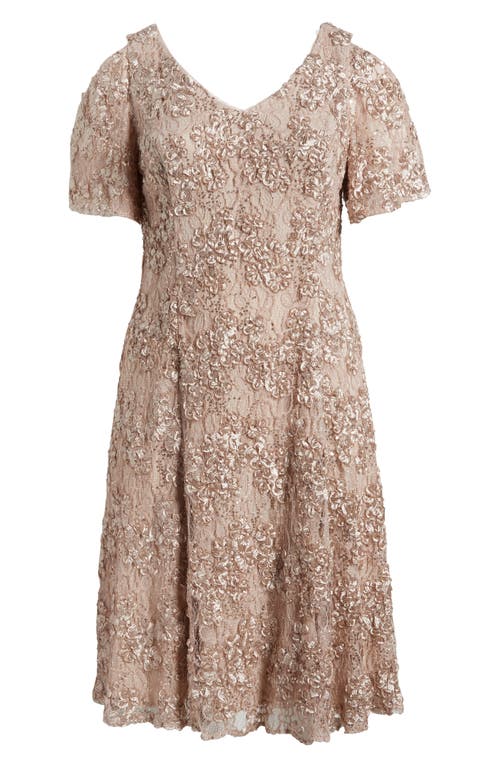 Alex Evenings Plus Size V-neck A-line Sequin Dress In Buff